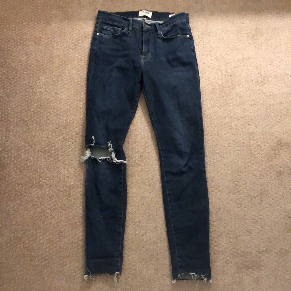 Frame skinny blue jeans